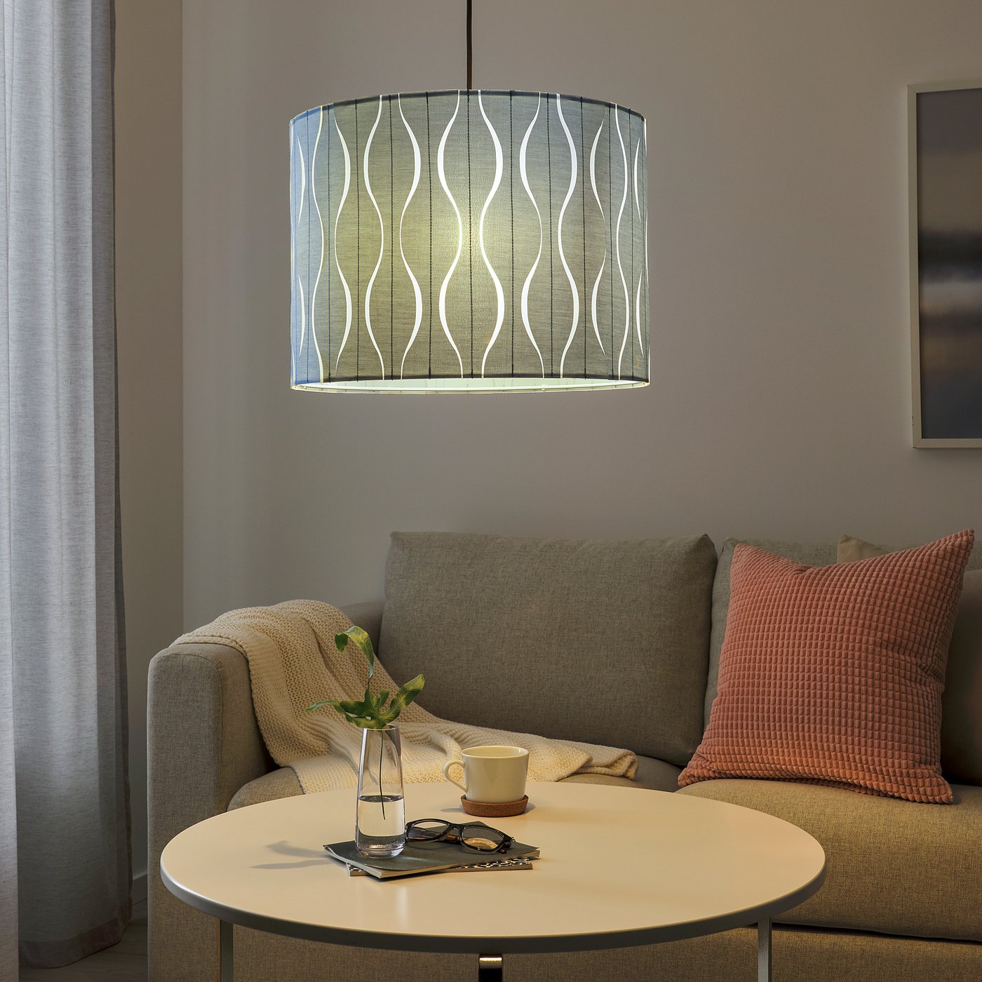 宜家l00kn02s 洛克奈 / sunneby 松尼比 吊灯 蓝色/银色 - ikea