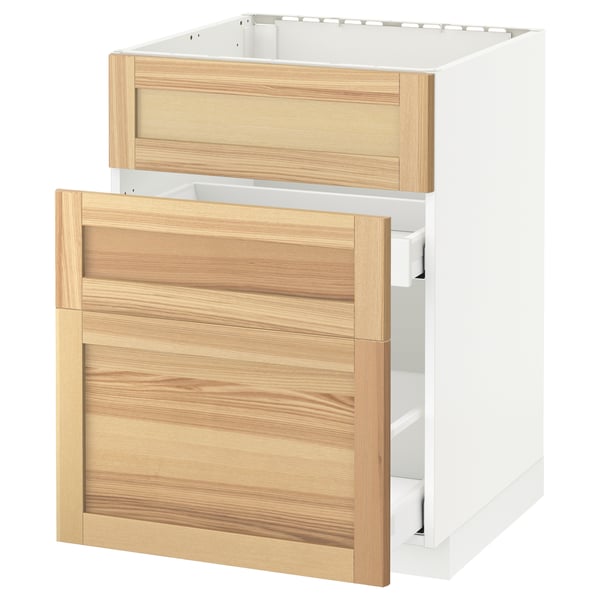 Metod 米多水槽用底柜3前板 2屉 白色马斯麦 图汗白蜡木 Ikea