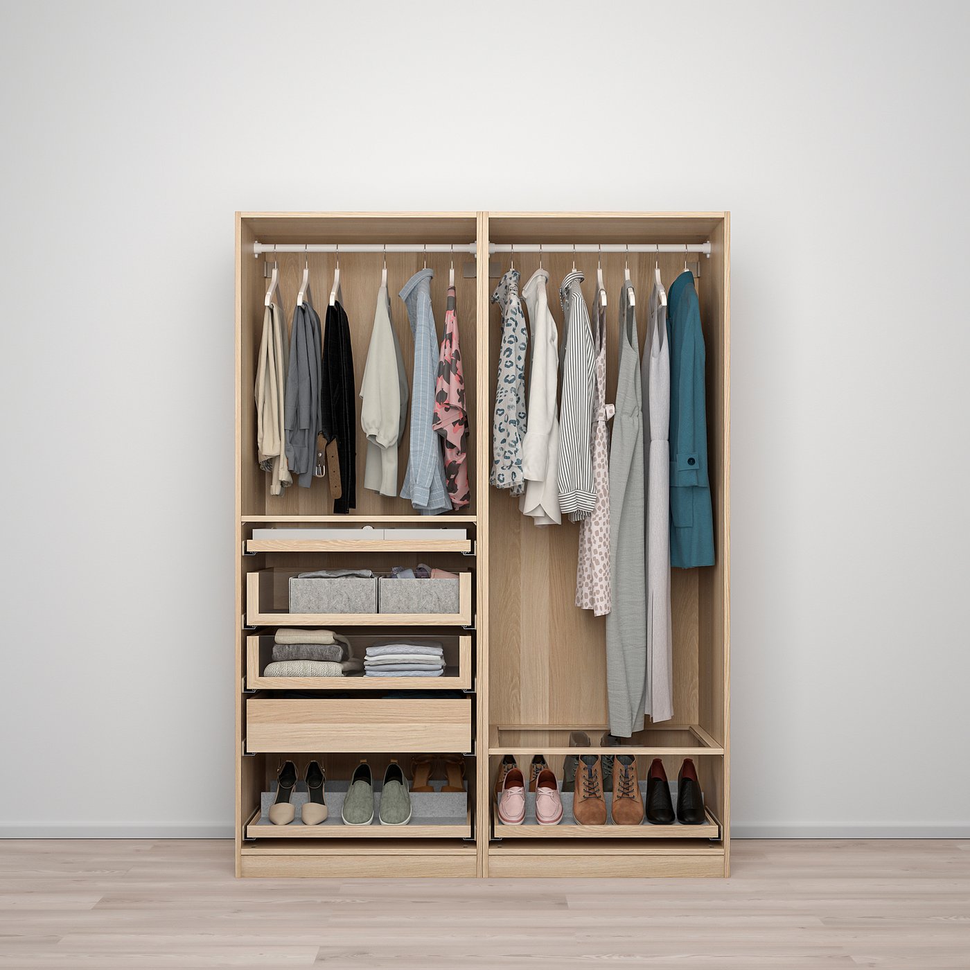 宜家pax 帕克思 衣柜组合 仿白色橡木纹 793.305.59 - ikea