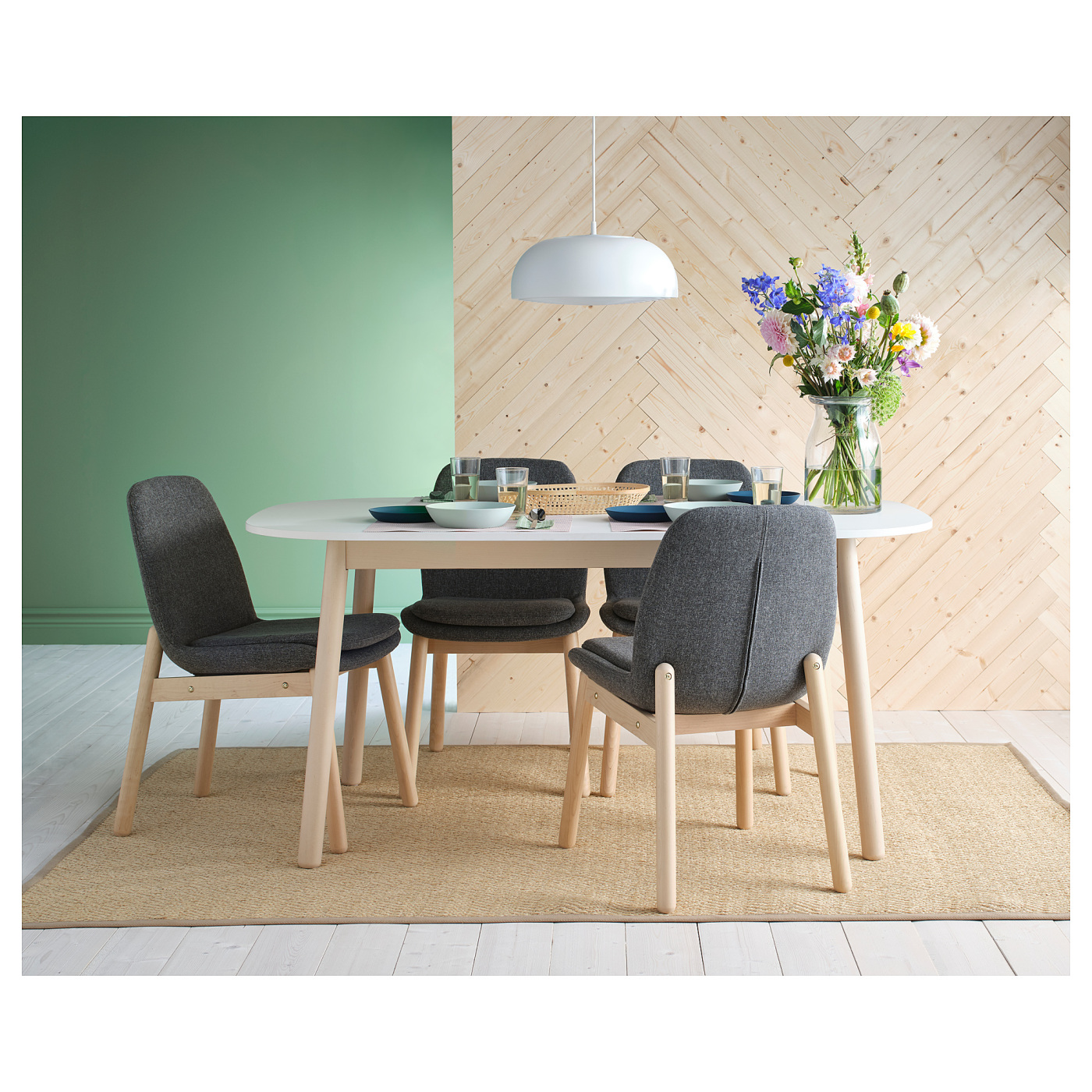 VEDBO / VEDBO table and 4 chairs white/birch - IKEA