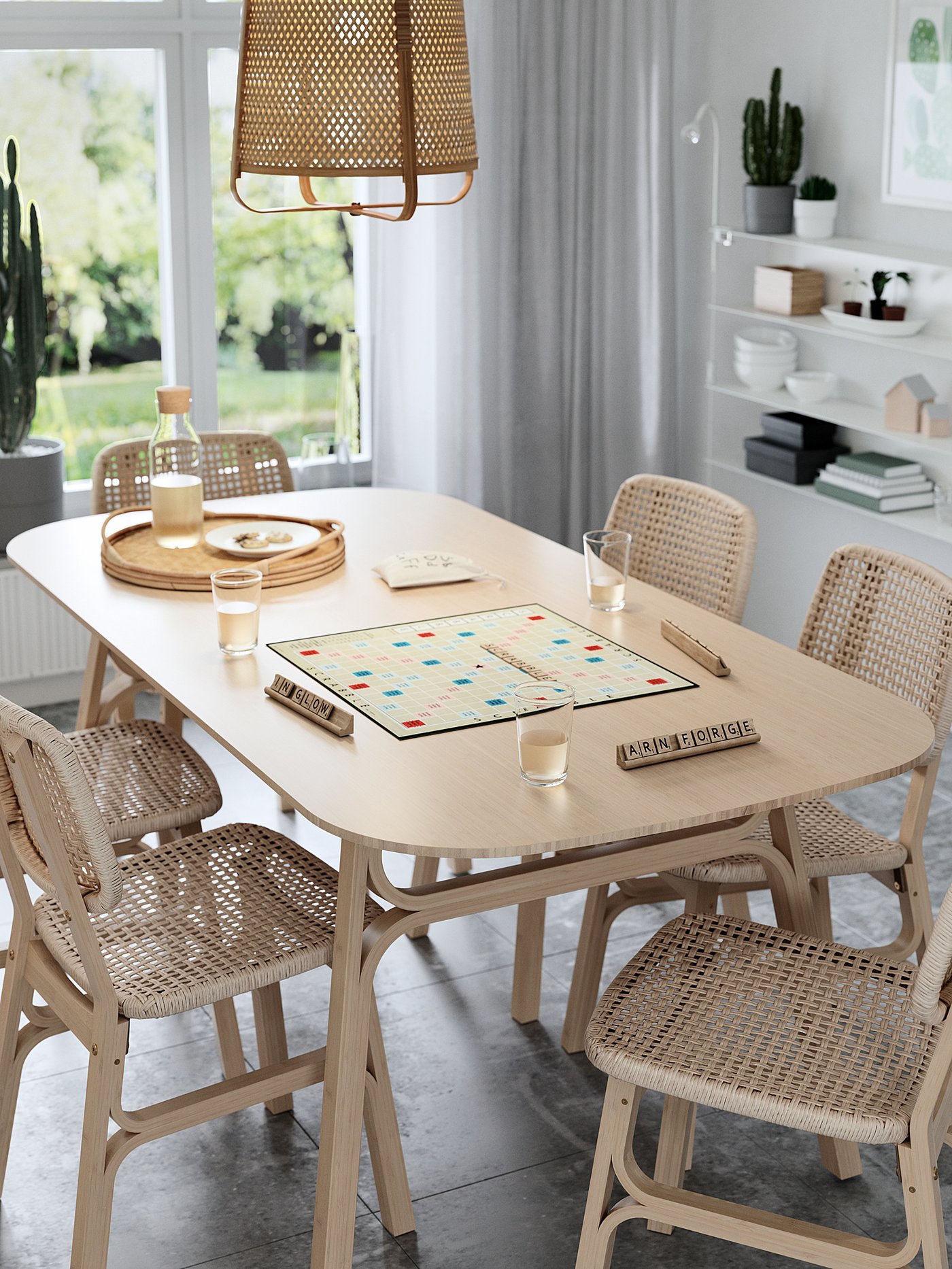 VOXLÖV / VOXLÖV table and 4 chairs bamboo/bamboo - IKEA