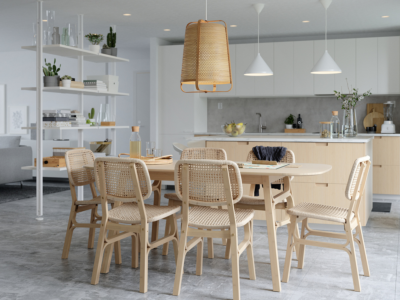 VOXLÖV / VOXLÖV table and 4 chairs bamboo/bamboo - IKEA