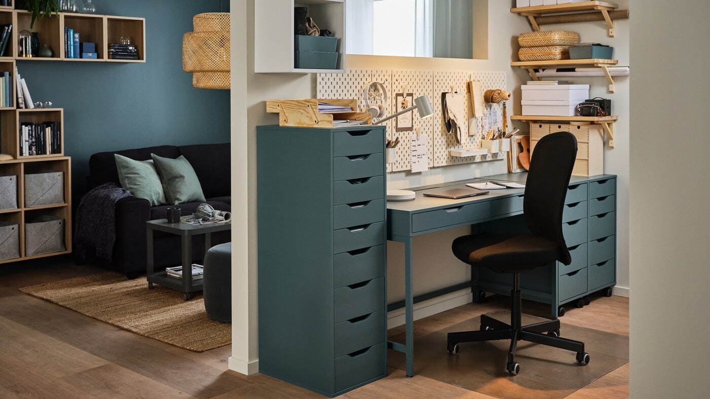 KALLAX shelving unit with doors white stained oak effect - IKEA