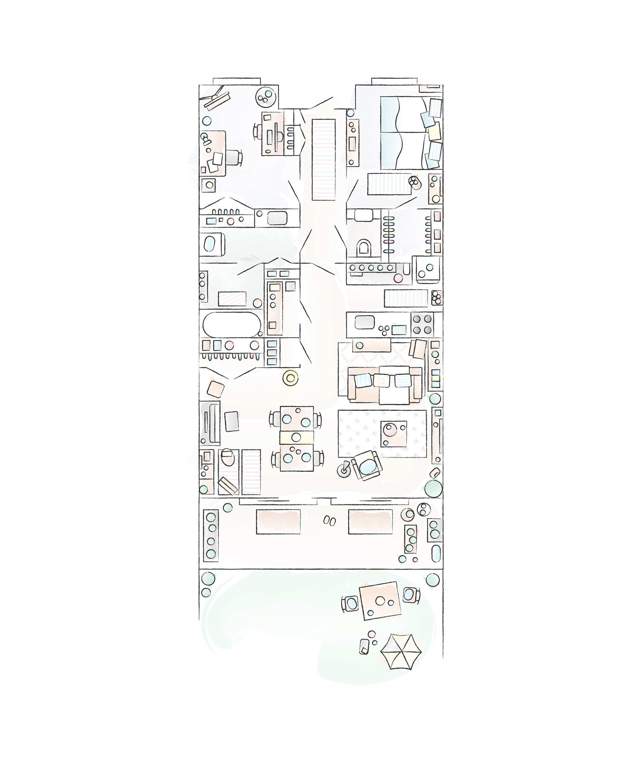 A floorplan of Mieko’s home.