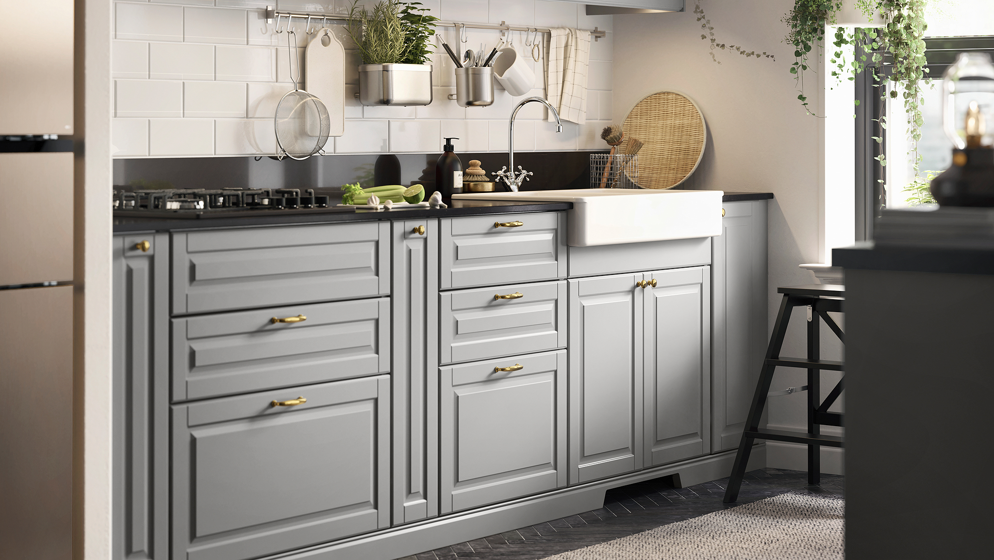 Trendy and traditional BODBYN grey kitchen IKEA