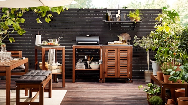 Acacia is a durable wood which works great for outdoor furniture such as IKEA ÄPPLARÖ series.