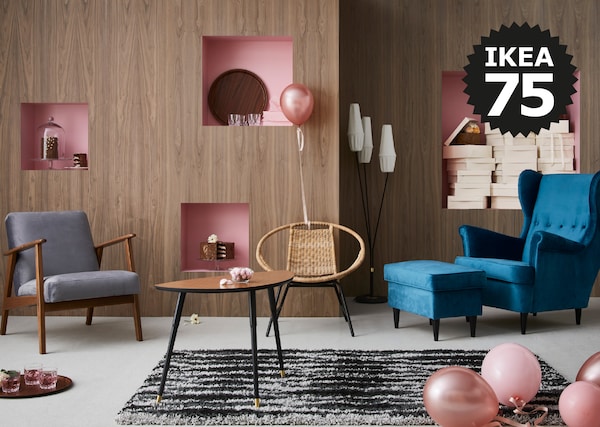 Add a touch of retro to your home with EKENÄSET armchair from the GRATULERA vintage collection. Celebrating seventy-five years of IKEA design.