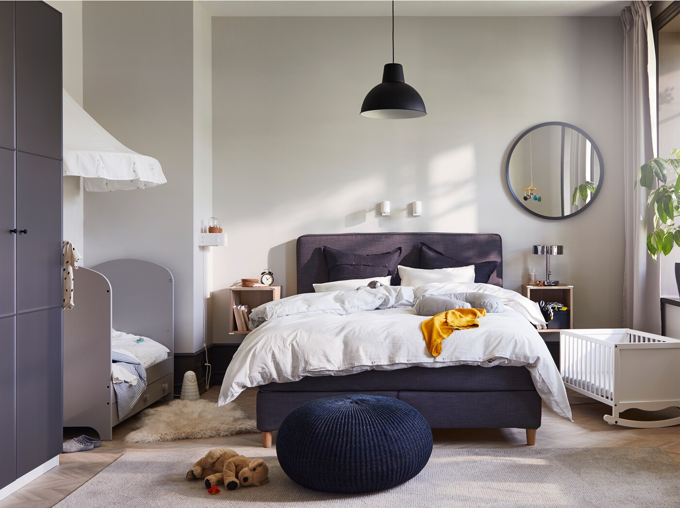 dark grey cot bed