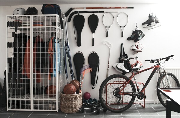 Choose clever storage for sports equipment.
