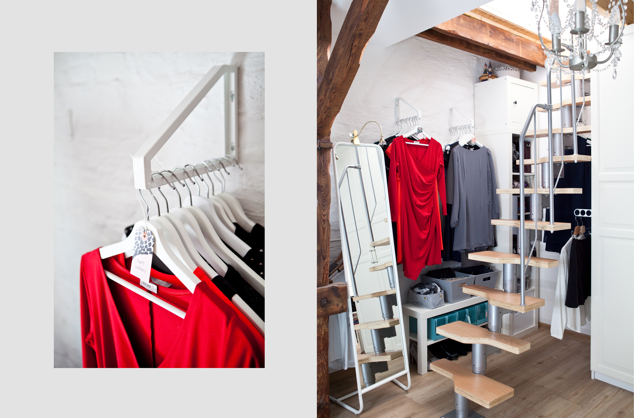 Clothes hanging on a wall bracket.