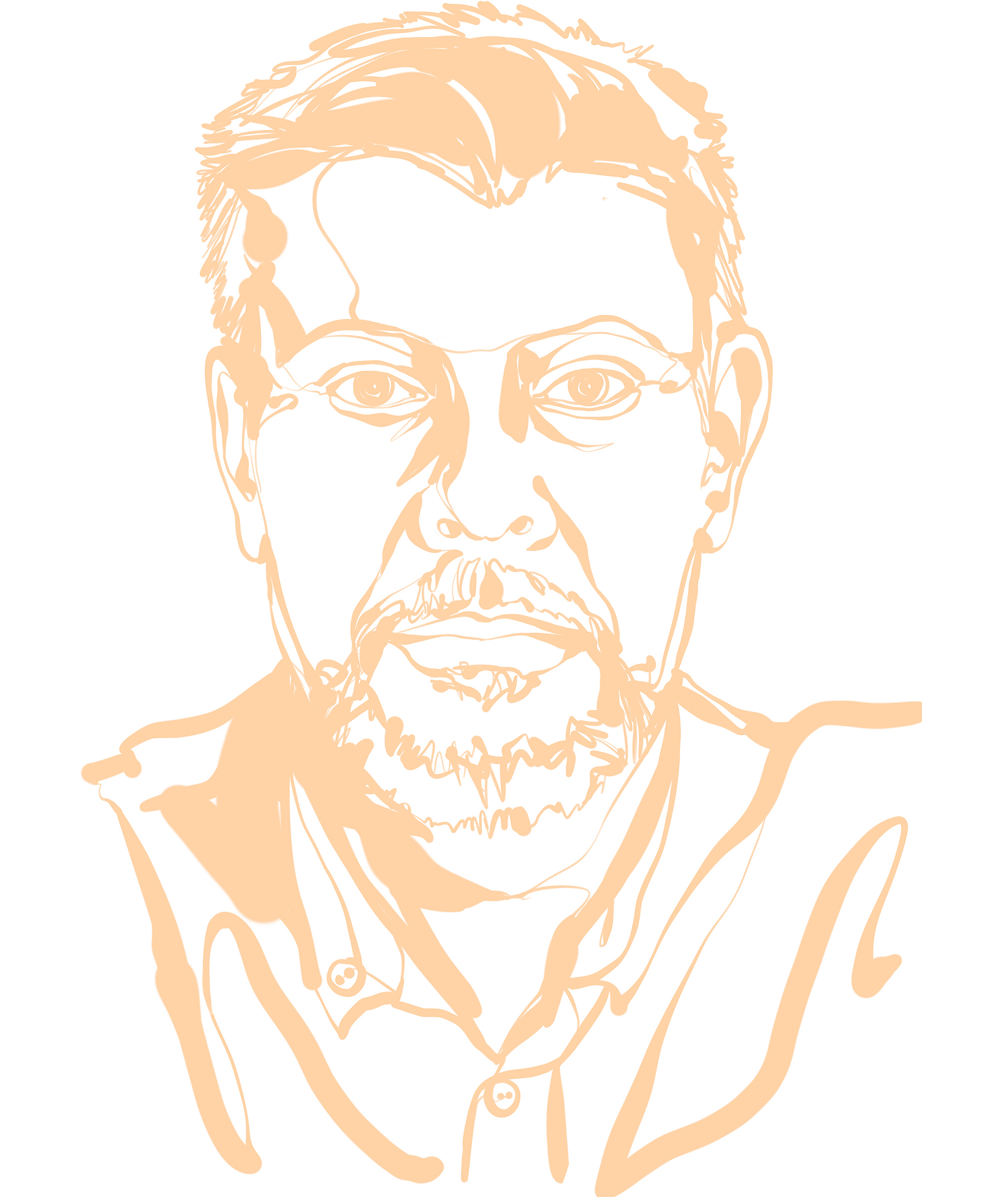 Face-focused sketch of IKEA Global Wood Supply Forestry Manager, Ulf Johansson: hint of a smile, short hair.