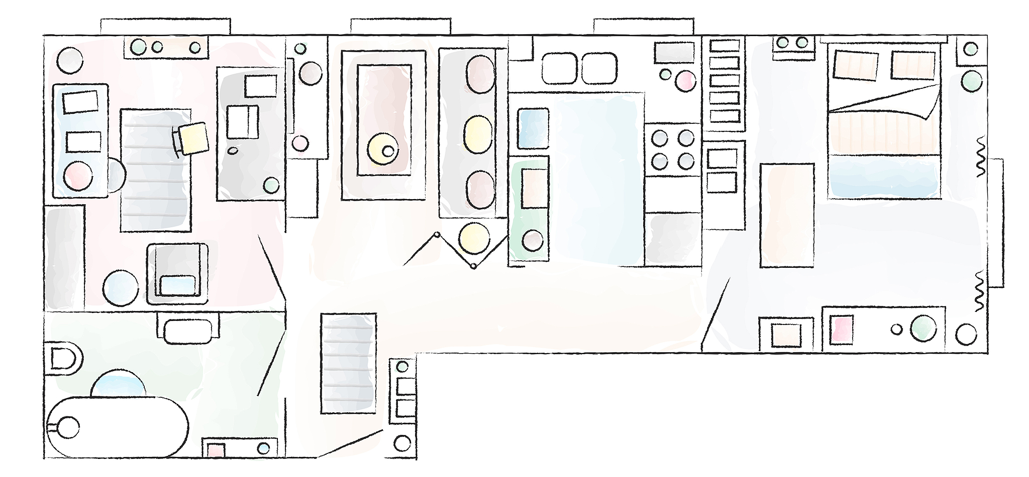 Floorplan of Litao and Tianye’s apartment.