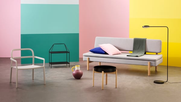 IKEA and HAY present modern coffee tables, sofas, cushions, textiles, chairs, accessories and more timeless furniture pieces in their latest collaboration.