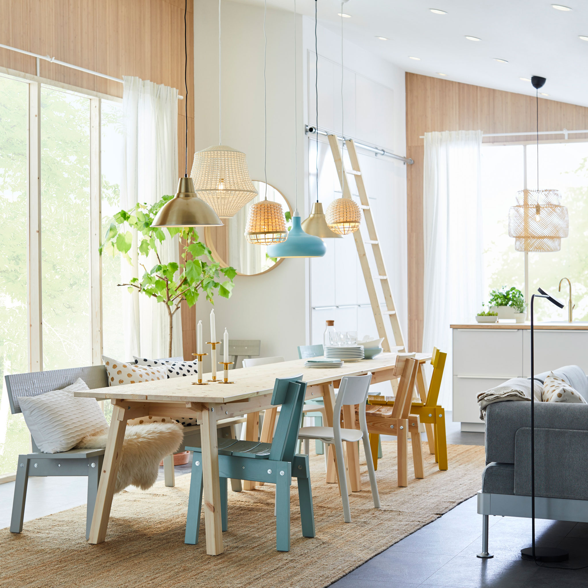 IKEA INDUSTRIELL furniture collection is handcrafted from sustainable pine wood, making every piece unique for your dining room.