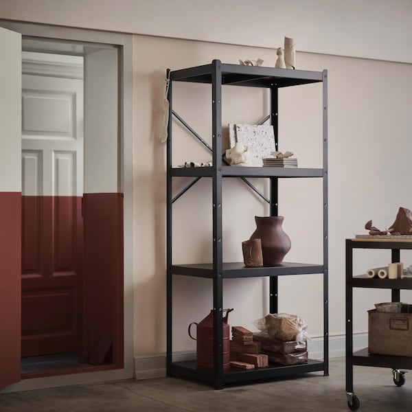 Made in black metal, the BROR series has a stylish and sturdy industrial design. The shelves, cabinet and trolley will keep things tidy in the garage, hobby area or anywhere in your home.