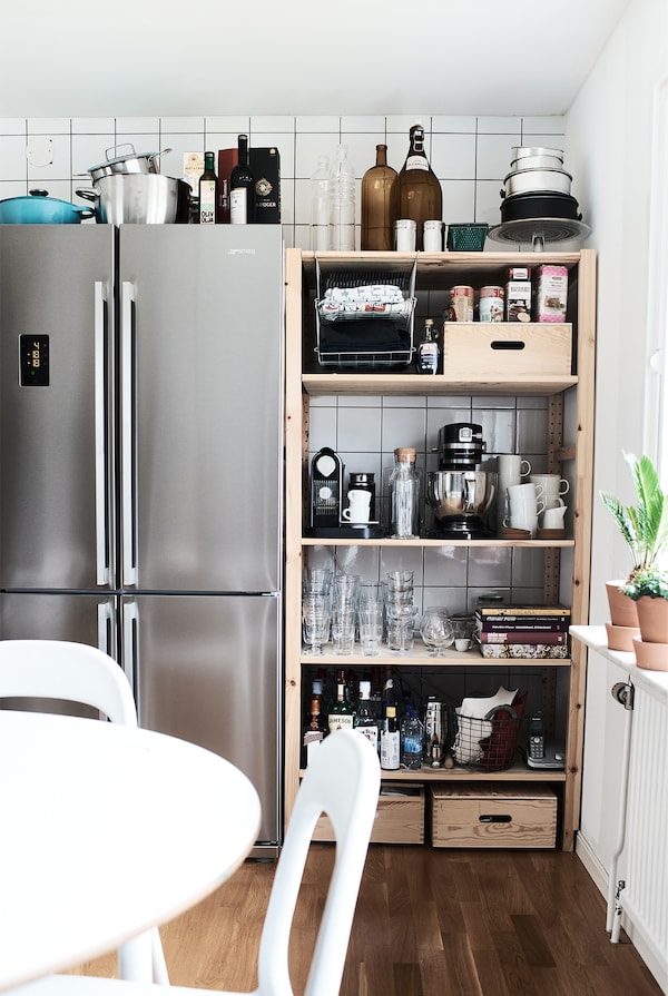 Open storage in the kitchen means essential items are easy to find.