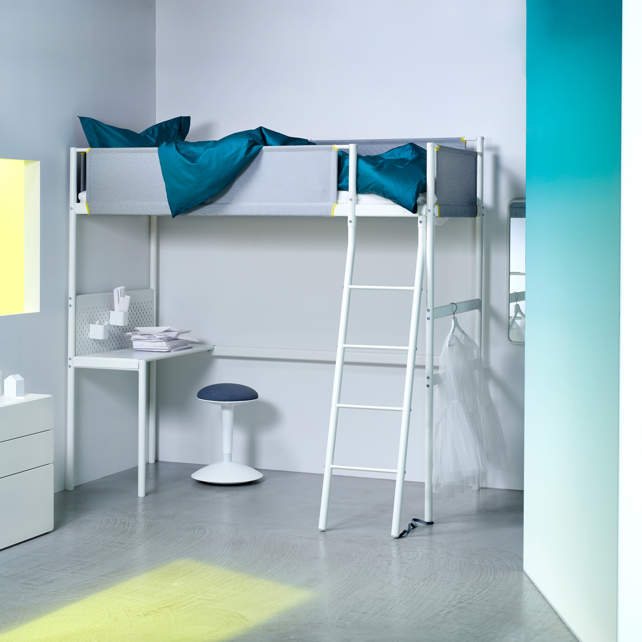 bunk bed with room underneath