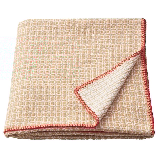 SOLGLIMTAR Throw, brown/white, 130x160 cm