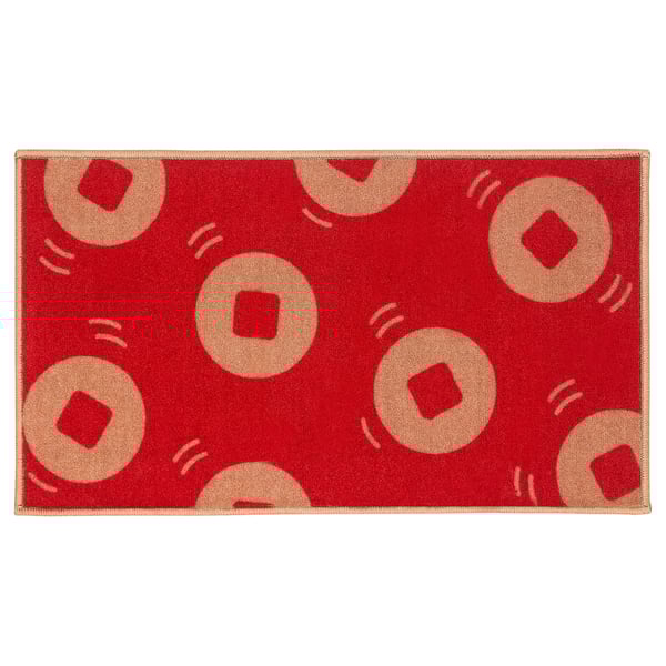 SOLGLIMTAR Door mat, red/gold-colour, 40x70 cm