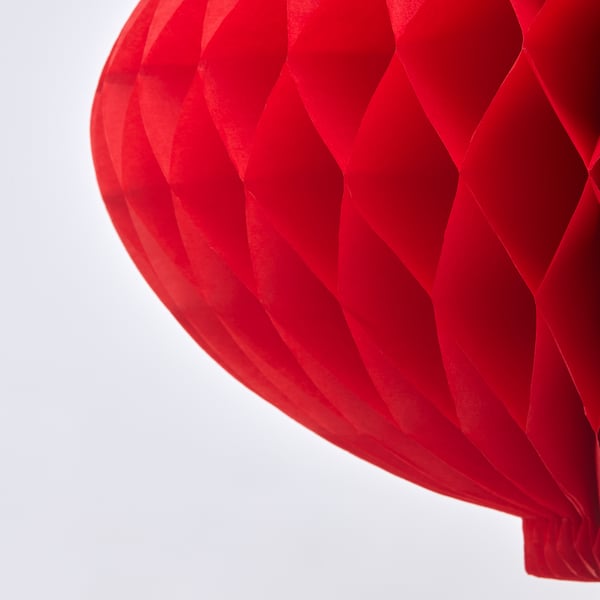 SOLGLIMTAR Decoration, lantern, oval red, 26 cm