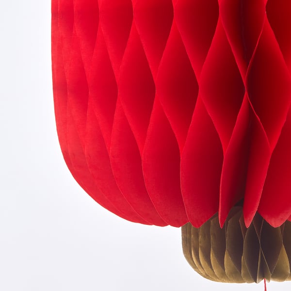 SOLGLIMTAR Decoration, lantern, red, 18 cm