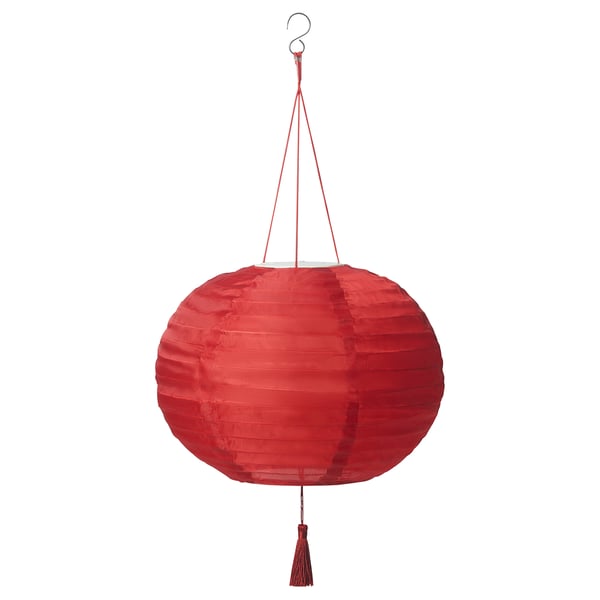 SOLGLIMTAR LED lantern, battery-operated/red
