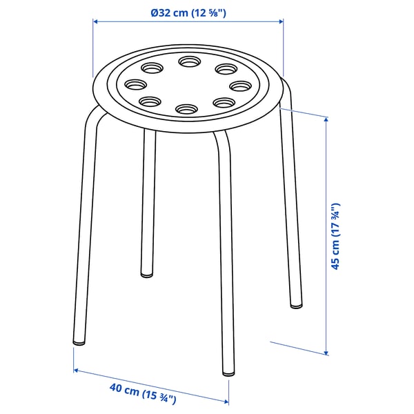 MARIUS Stool, red, 45 cm