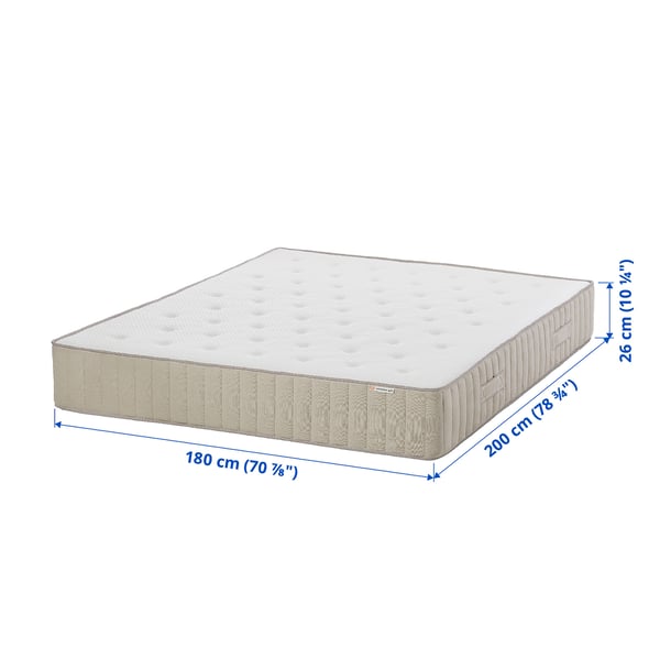 VATNESTRÖM Pocket sprung mattress, extra firm/natural, 180x200 cm
