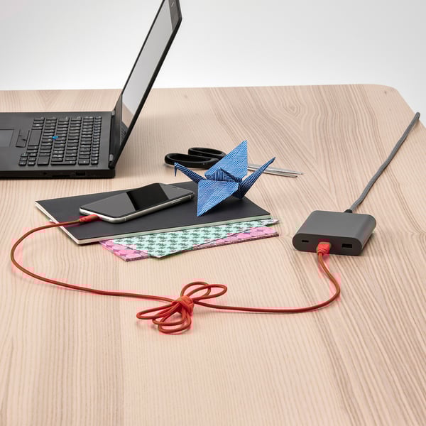 ÅSKSTORM 40W USB charger, dark grey