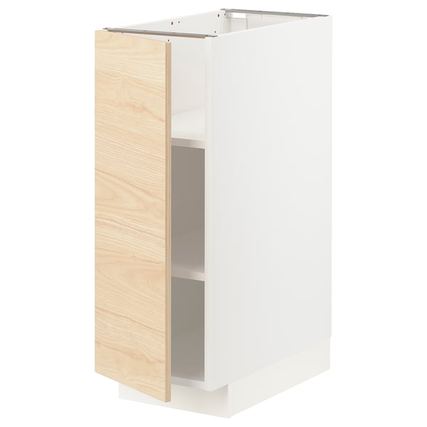 METOD Base cabinet with shelves, white/Askersund light ash effect, 30x60x80 cm