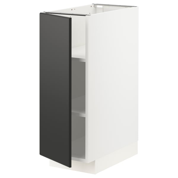 METOD Base cabinet with shelves, white/Kungsbacka anthracite, 30x60x80 cm