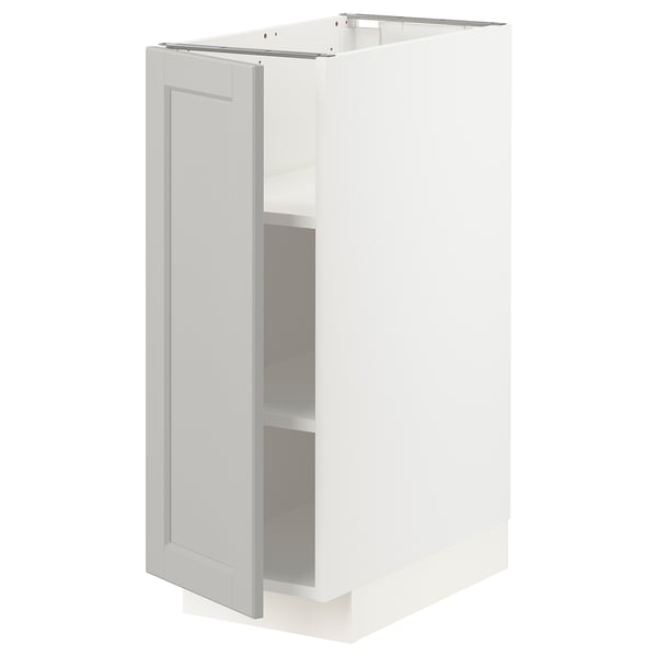 METOD Base cabinet with shelves, white/Lerhyttan light grey, 30x60x80 cm