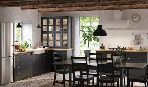 LERHYTTAN Glass door, black stained, 40x80 cm