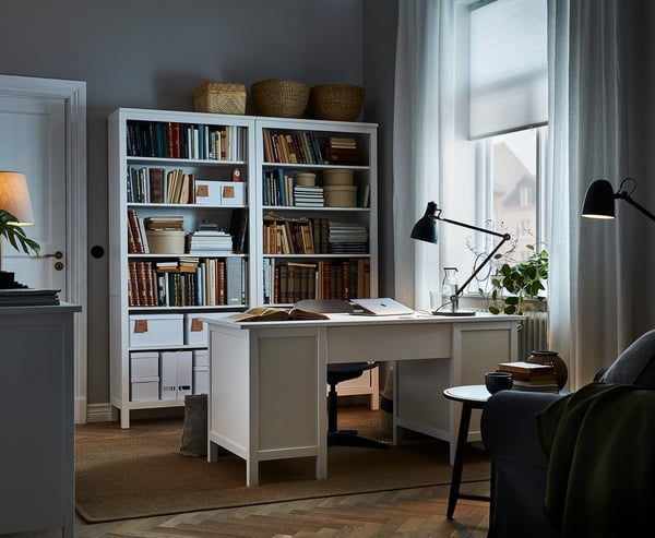 HEMNES Desk, white stain, 155x65 cm