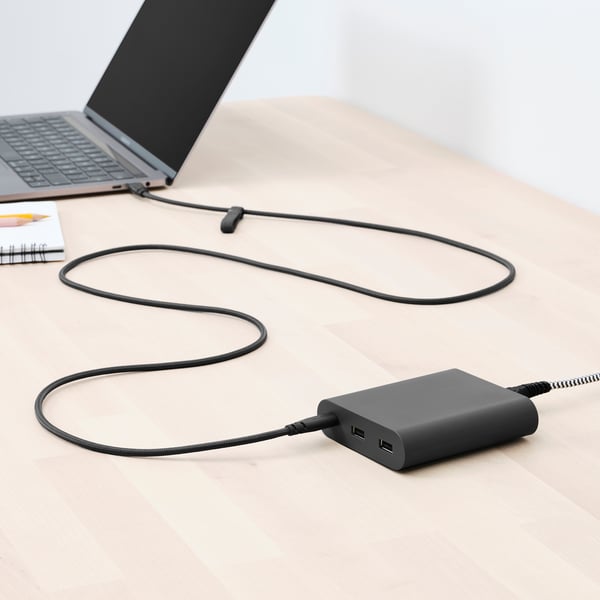 LILLHULT USB type C to USB C cord, dark grey, 1.5 m