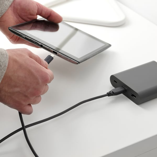 LILLHULT USB type A to micro-USB, dark grey, 1.5 m