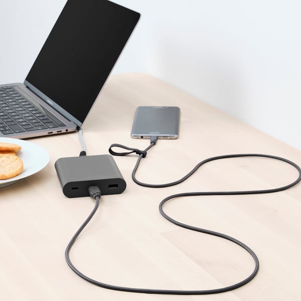 LILLHULT USB type A to micro-USB, dark grey, 1.5 m