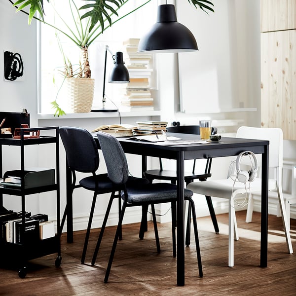 KARLJAN Chair, dark grey/Kabusa dark grey