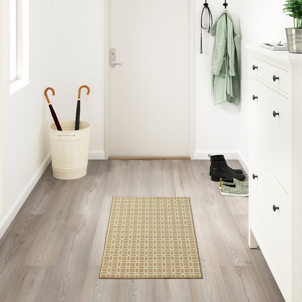 SOLGLIMTAR Rug, brown/white, 60x90 cm