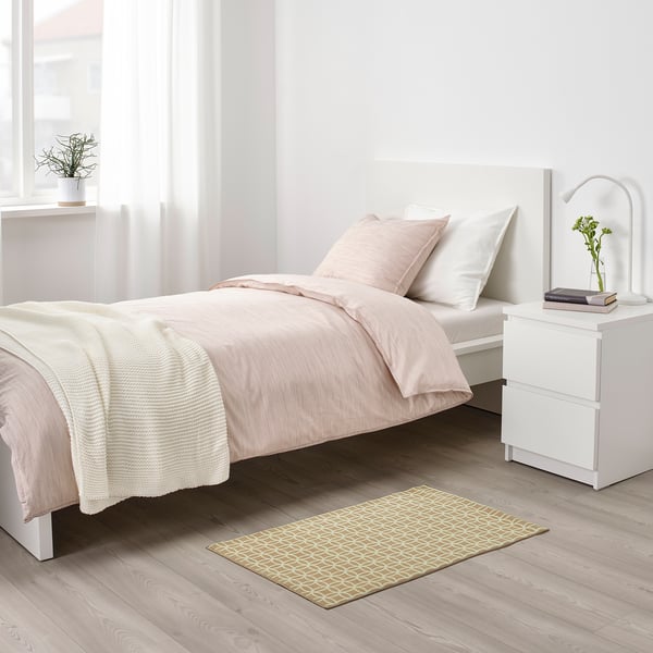 SOLGLIMTAR Rug, brown/white, 60x90 cm
