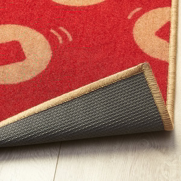 SOLGLIMTAR Door mat, red/gold-colour, 40x70 cm