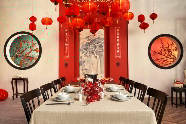 SOLGLIMTAR Decoration, lantern, red, 18 cm