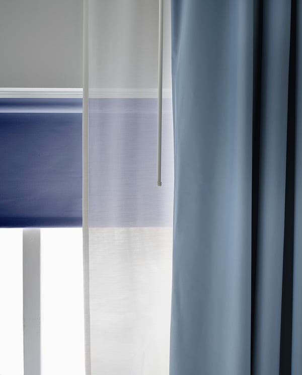 BENGTA Block-out curtain, 1 length, blue, 210x250 cm