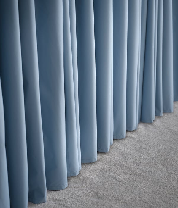BENGTA Block-out curtain, 1 length, blue, 210x250 cm