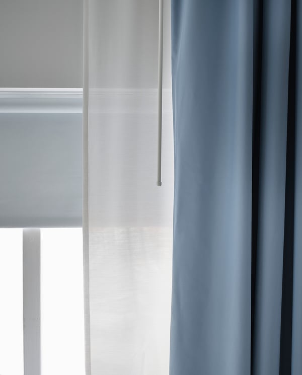 BENGTA Block-out curtain, 1 length, blue, 210x250 cm