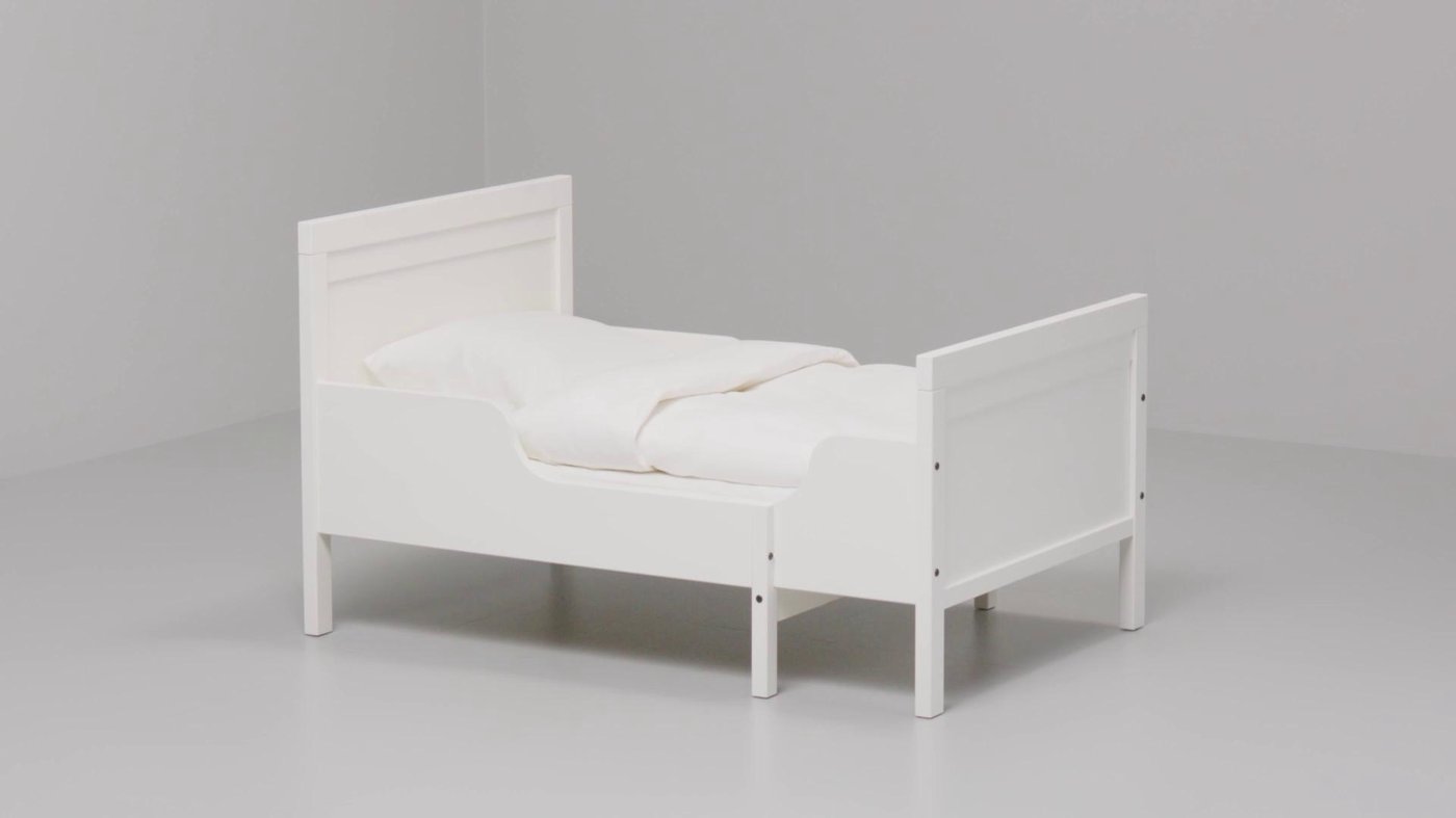 SUNDVIK ext bed frame with slatted bed base white - IKEA