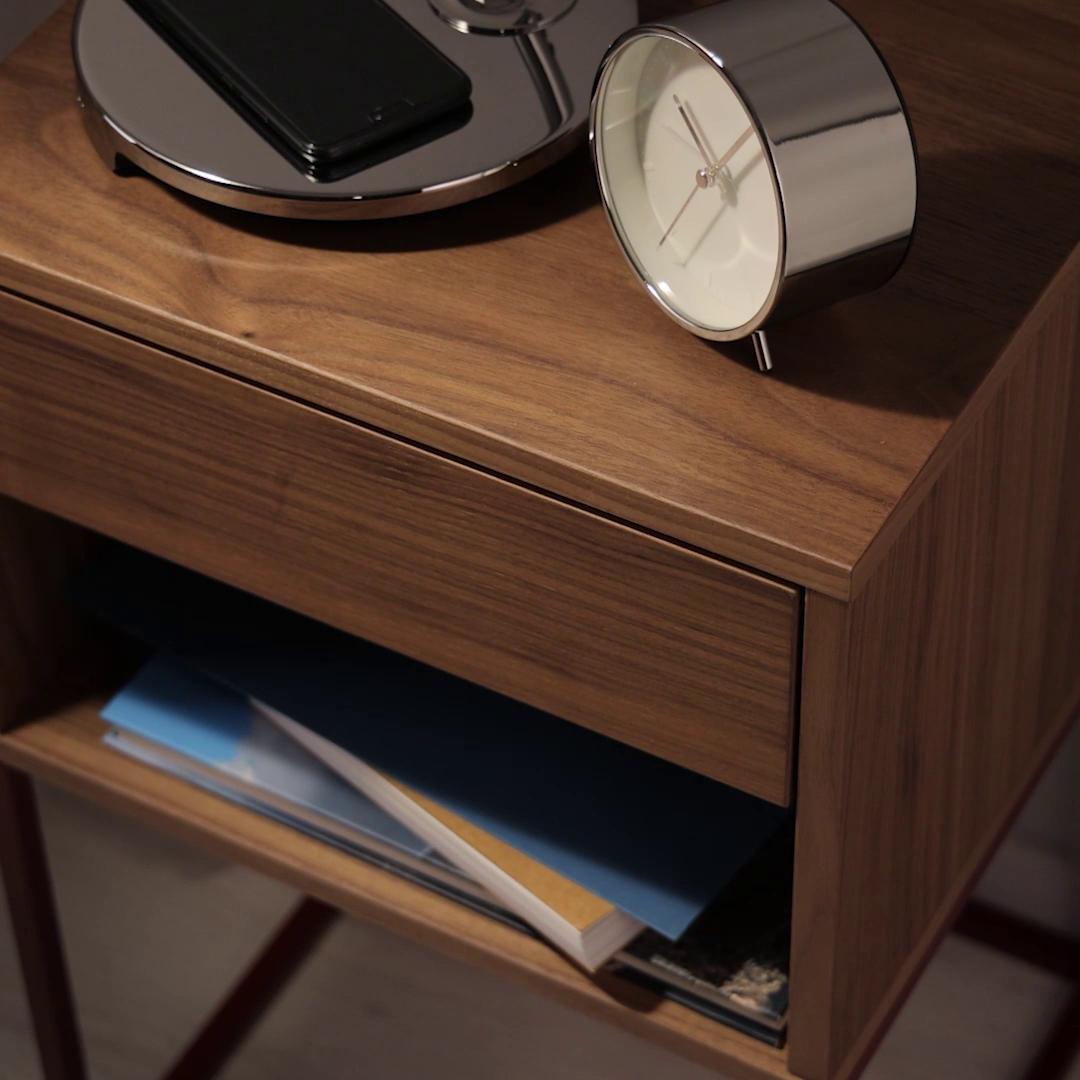 VIKHAMMER bedside table walnut veneer - IKEA